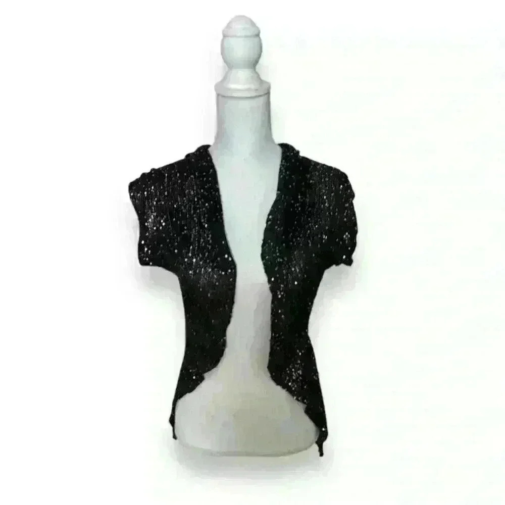 Sequin Black Shoulder Shaw Size Medium